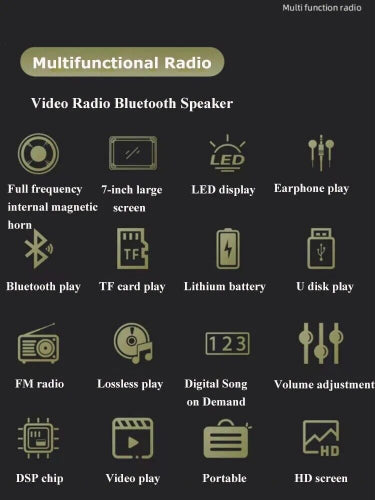 radio retro bluetooth rechargeable portable radio vintage design with USB Type C charging