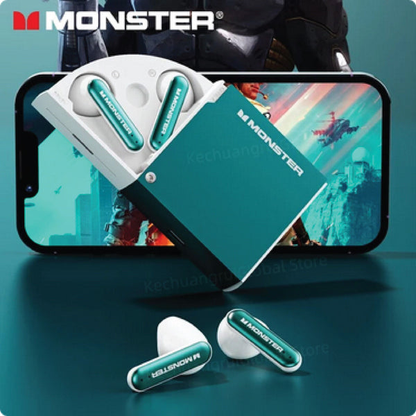 Monster XKT17 Earphones Wireless Bluetooth 5.3 Headphones Game & Sports Earbuds - Chys Thijarah
