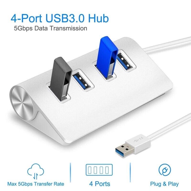 Aluminum Usb 3.0 Hub 4 Ports High Speed Multi Splitter Adapter Expander Laptop - Chys Thijarah