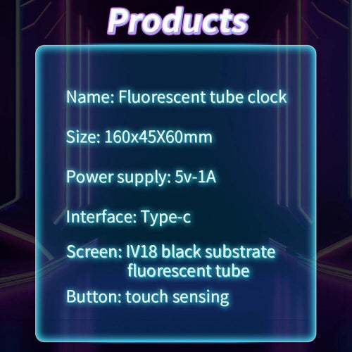 Digital Nixie Tube Clock UK industrial aesthetic desk decor with colourful LED glow