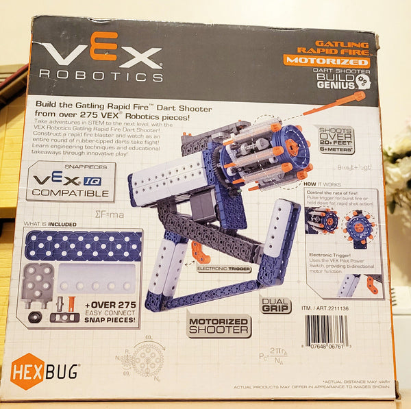 HEXBUG VEX ROBOTICS GATLING RAPID FIRE MOTORIZED DART SHOOTER 275 pieces Age 14+ - Chys Thijarah