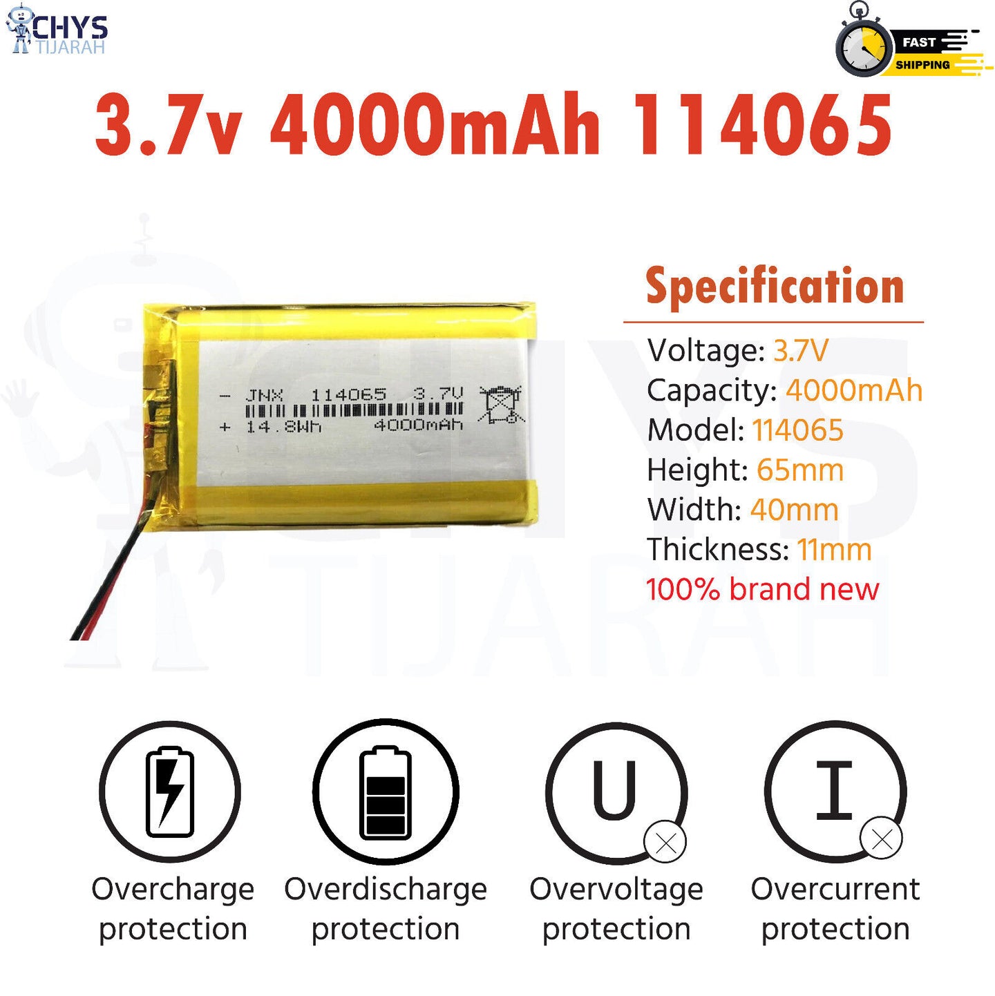 3.7V Lipo Li-Polymer Rechargeable Battery MP3, Camera, Recorder, Player, device - Chys Thijarah