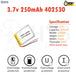 3.7V Lipo Li-Polymer Rechargeable Battery MP3, Camera, Recorder, Player, device - Chys Thijarah