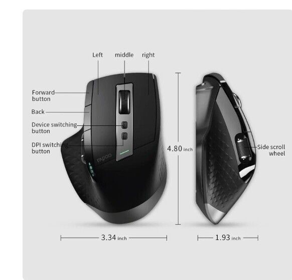 Multi device Rechargeable wireless bluetooth vertical side wheel gaming mouse - Chys Thijarah