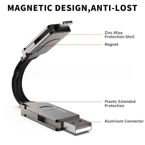 4 in 1 charging cable keychain portable multi charging cable for iPhone and Android