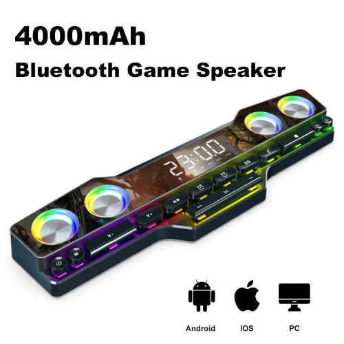 Bluetooth soundbar with clock display speaker with subwoofer deep bass