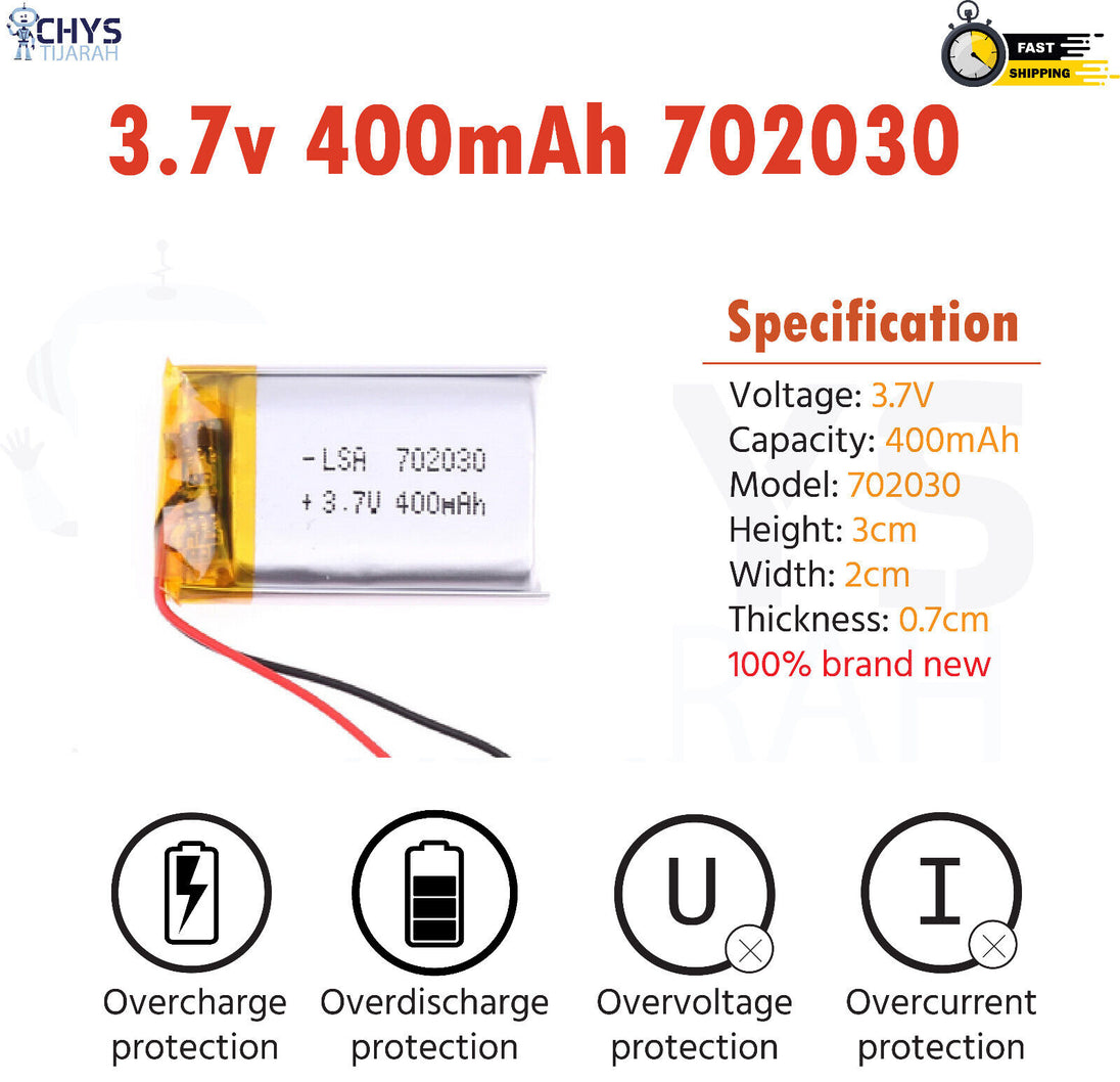 3.7V Lipo Li-Polymer Rechargeable Battery MP3, Camera, Recorder, Player, device - Chys Thijarah