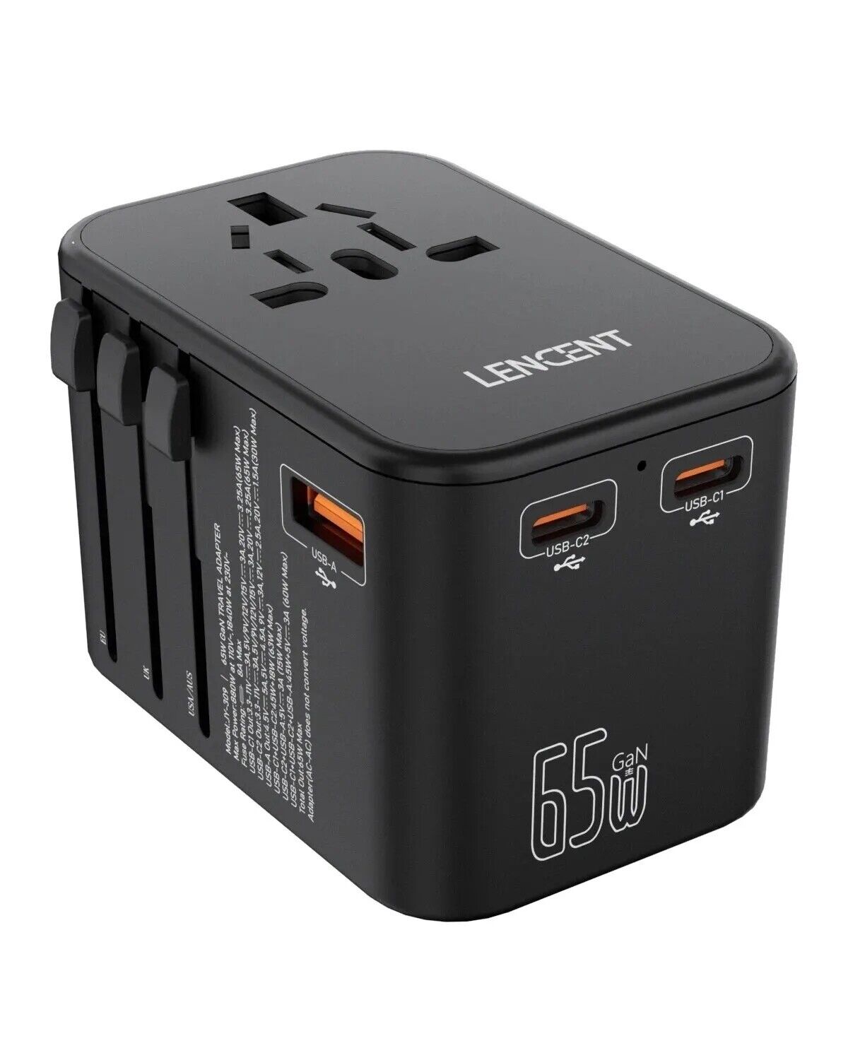 65W GaN smart Charger 2 USB 3 Type C Travel  Adapter Plug Wall Charger GaN Tech - Chys Thijarah