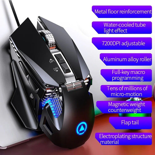 Macro Programming Intelligent Gun Pressure RGB Light Gaming Mechanical Mouse - Chys Thijarah