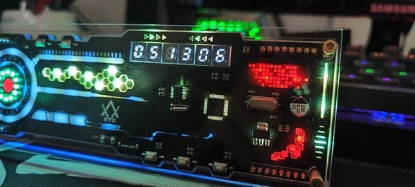 Cyberpunk RGB LED Light Digital Gaming Table Clock Display Accessory - Chys Thijarah
