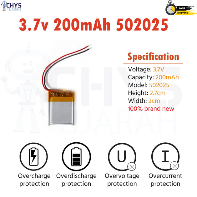 3.7V Lipo Li-Polymer Rechargeable Battery MP3, Camera, Recorder, Player, device - Chys Thijarah