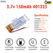 3.7V Lipo Li-Polymer Rechargeable Battery MP3, Camera, Recorder, Player, device - Chys Thijarah