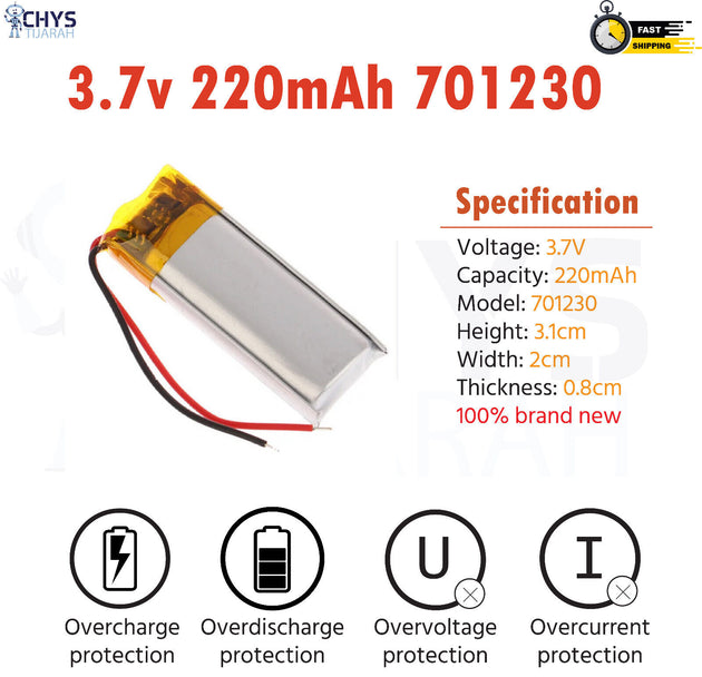 3.7V Lipo Li-Polymer Rechargeable Battery MP3, Camera, Recorder, Player, device - Chys Thijarah