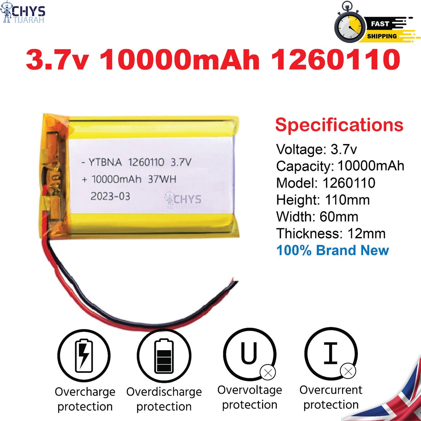 3.7V Lipo Li-Polymer Rechargeable Battery MP3, Camera, Recorder, Player, device - Chys Thijarah