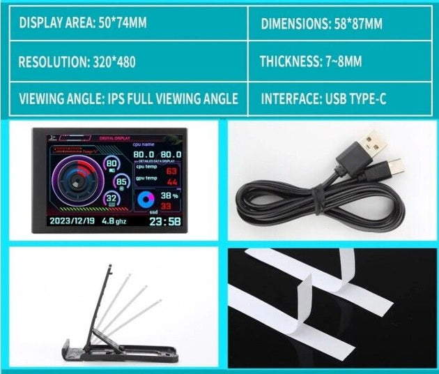 3.5 Inch IPS USB Gaming computer  Display Screen monitor  360° For Pi PC - Chys Thijarah