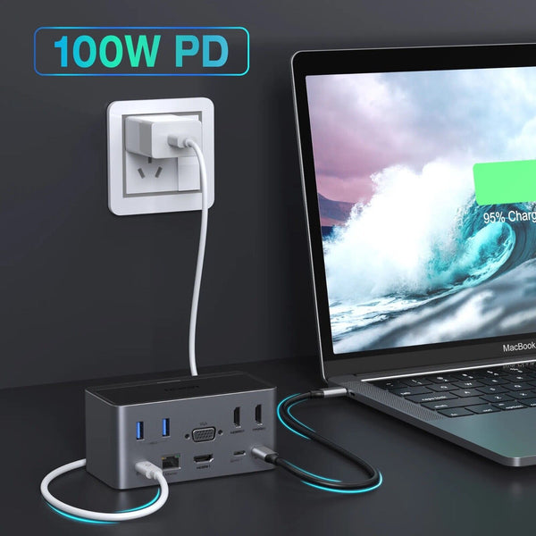 Mokin 18 in 1 HDMI Macbook Laptop USB,TYPE-C,VGA,HDMI,SSD multi monitor docking - Chys Thijarah