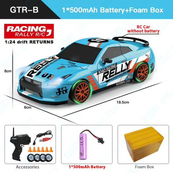2.4G RC Drift Car with LED Lights - 4WD Remote Control Racing Toy GTR AE86 for Kids, Ideal Christmas Gift - Chys Thijarah