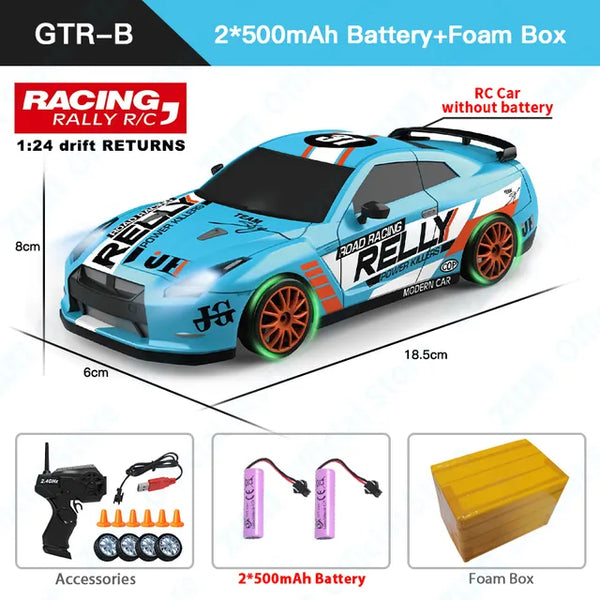 2.4G RC Drift Car with LED Lights - 4WD Remote Control Racing Toy GTR AE86 for Kids, Ideal Christmas Gift - Chys Thijarah
