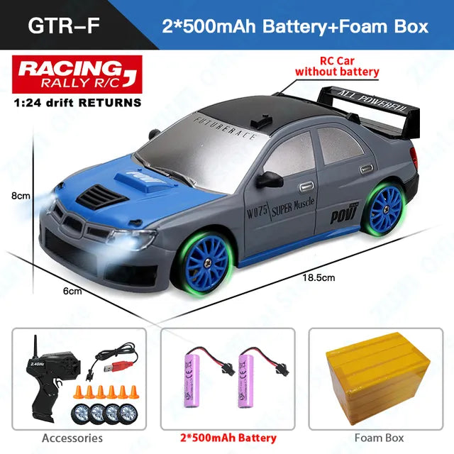 2.4G RC Drift Car with LED Lights - 4WD Remote Control Racing Toy GTR AE86 for Kids, Ideal Christmas Gift - Chys Thijarah