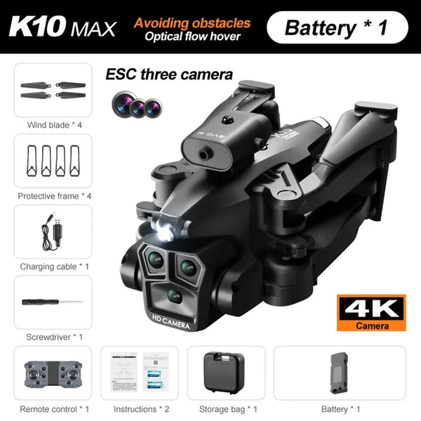 K11MAX Brushless Drone with Flashing Lights, Optical Flow Camera, and Aerial Photography - 4-Axis RC Aircraft - Chys Thijarah