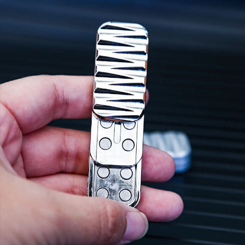 Minimal aesthetic product shot of Magnetic Toy Silver sliding fidget piece