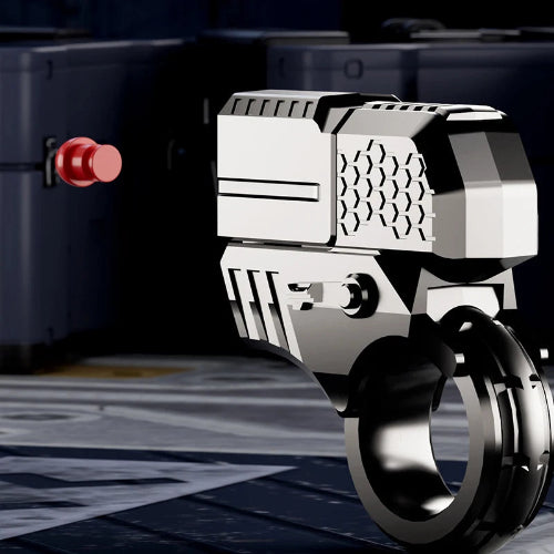 Person holding Mini Target Shooting Fidget Gun Toy in hand – compact pocket-size stress relief fidget for adults