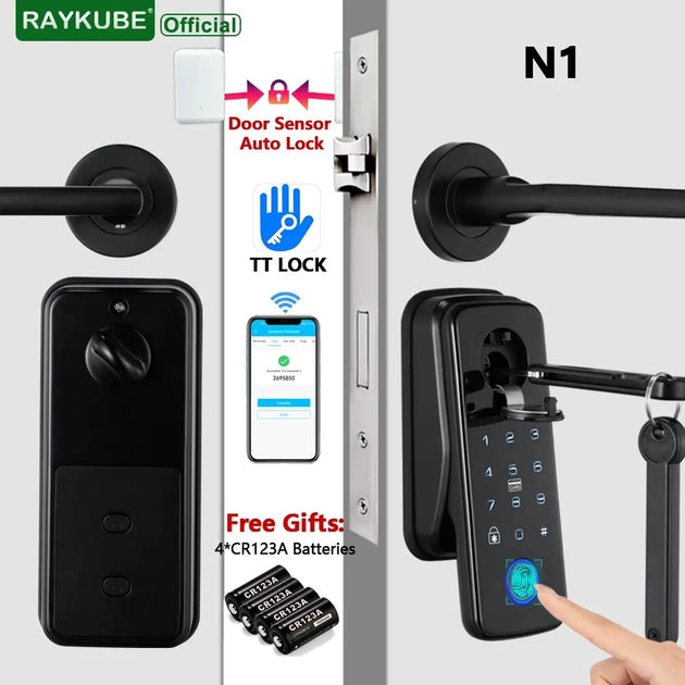 Smart Lock with Bluetooth, Fingerprint & Password - Easy Replacement Cylinder, Auto Unlock, NFC, Battery-Powered - Chys Thijarah