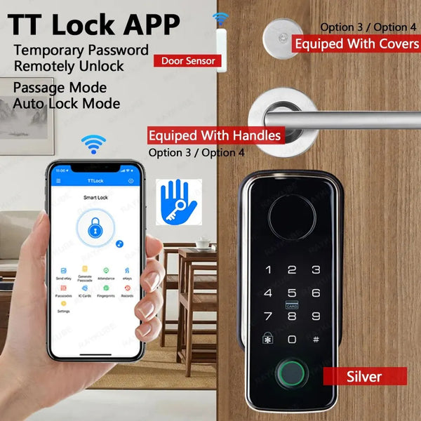 Smart Lock with Bluetooth, Fingerprint & Password - Easy Replacement Cylinder, Auto Unlock, NFC, Battery-Powered - Chys Thijarah