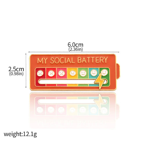 social battery pin colourful enamel accessory for bags and jackets