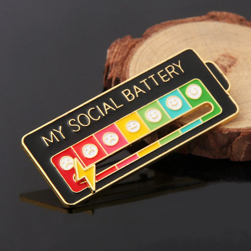 social battery pin novelty pin badge for mental health expression