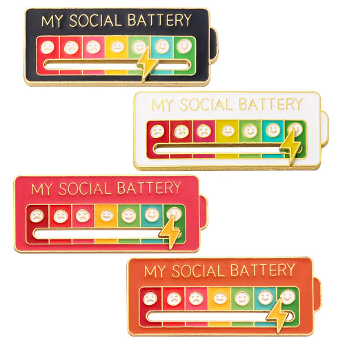 social battery pin playful enamel jewellery gift for friends