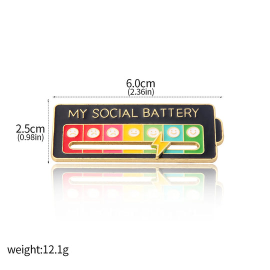 Social Battery Enamel Pin - Mood Swings Jewelry Brooch for Valentine's Day Gift - Chys Thijarah