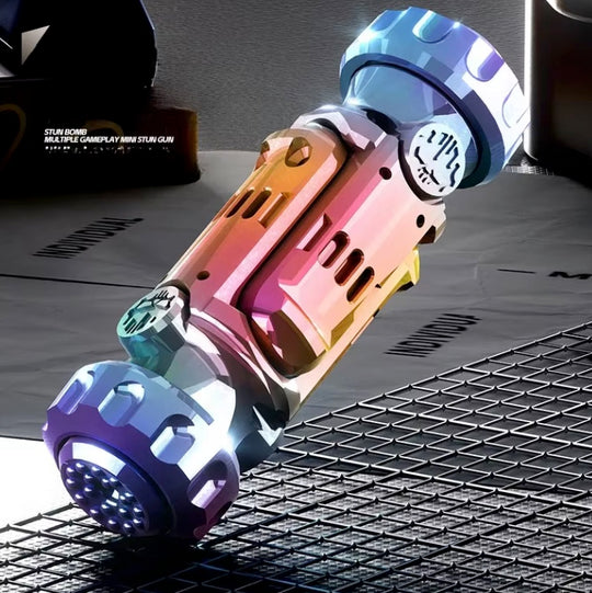 close-up of fidget gun multicolour spinner cylinder mechanism