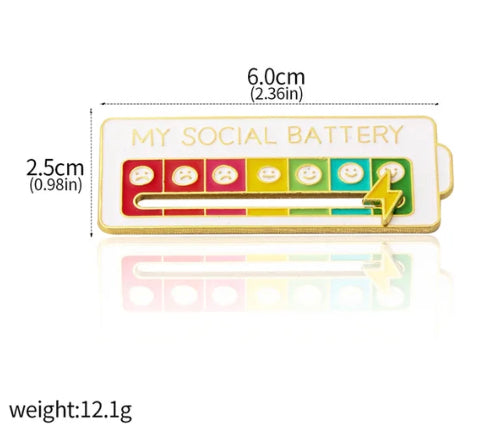 social battery pin funny mood enamel pin for daily wear