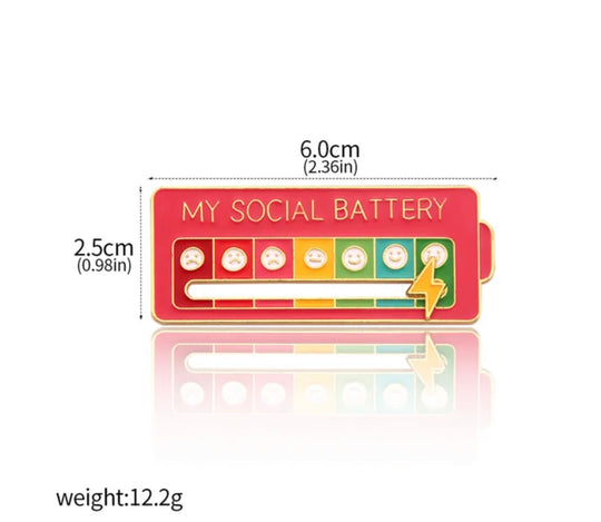 Social Battery Enamel Pin - Mood Swings Jewelry Brooch for Valentine's Day Gift - Chys Thijarah