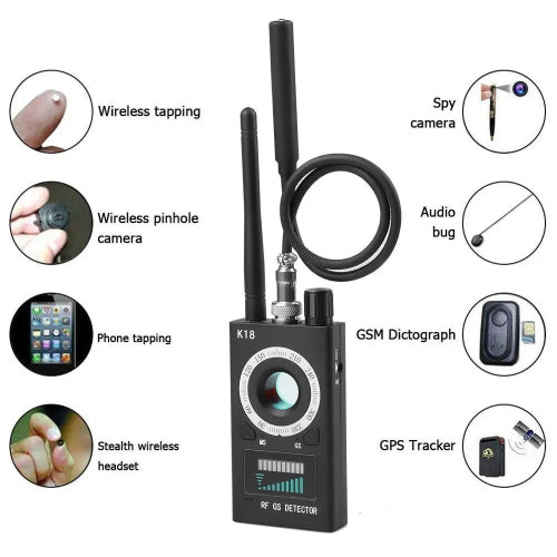 Handheld K18 wireless anti-spy camera detector for GSM GPS bug detection and RF sweeping