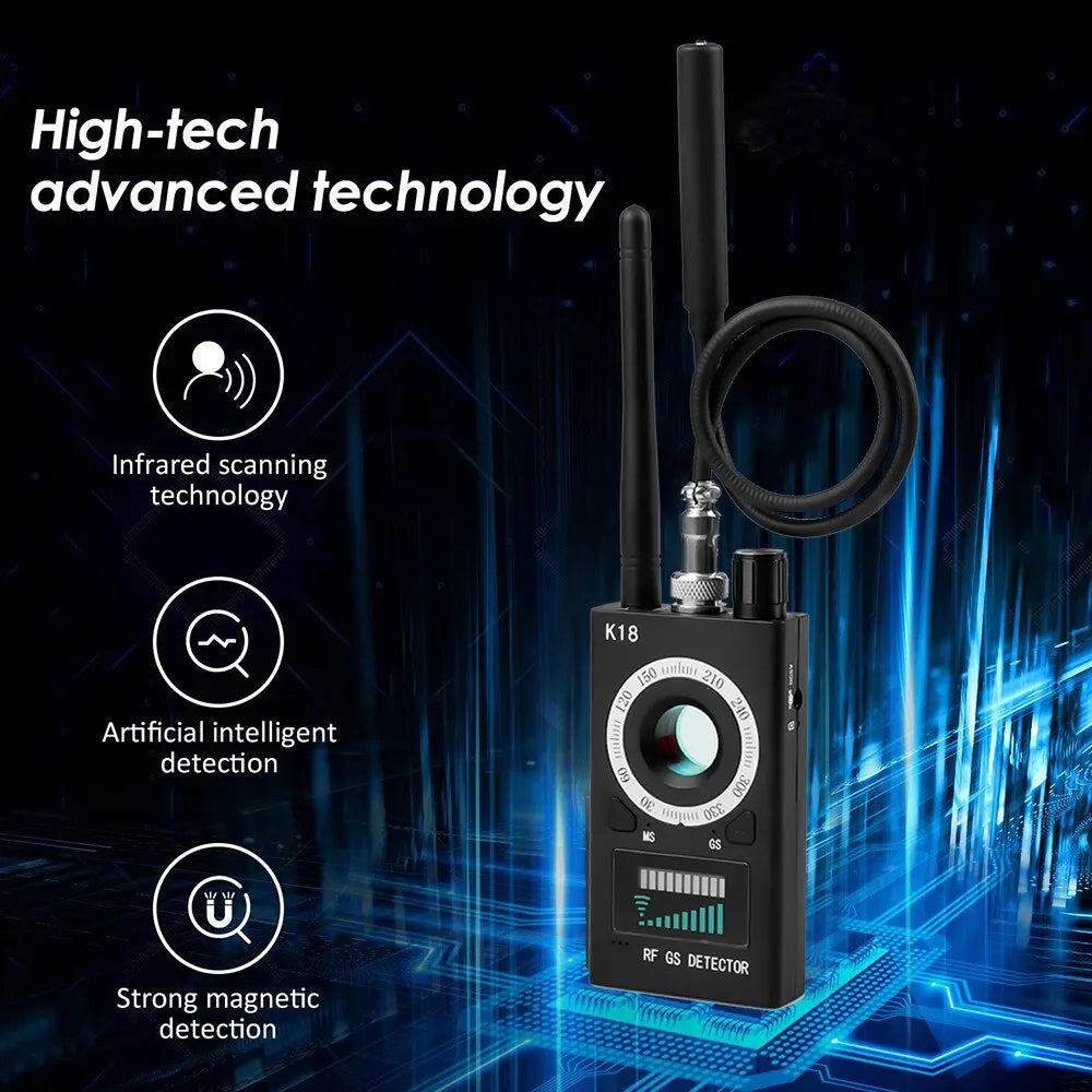 K18 Wireless Anti-Spy Camera Detector RF Signal Tracker - Anti-Candid Cam Finder 1MHz-6.5GHz GSM GPS Bug Detector - Chys Thijarah