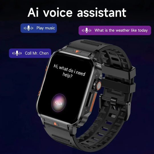 Military Smartwatch for Men - Bluetooth Call, 100+ Sport Modes, Fitness Tracker - Android IOS Compatible - 1.95" - Chys Thijarah