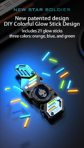 luminous star fidget spinner glowing in dark background shot