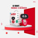 Miko 3 AI robot with its packaging on a white and red platform