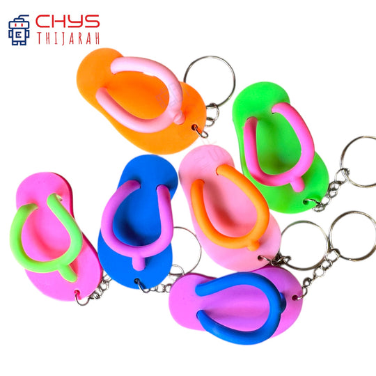 Mini Sandal Keychains in multicolours displayed on a white background