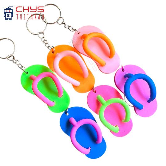 Mini Sandal Keychains in multicolours displayed on a white background