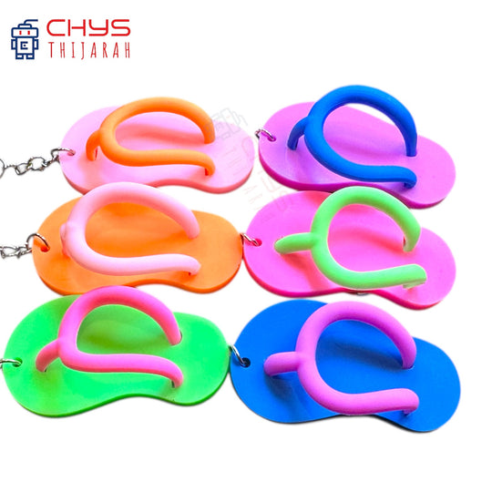 Mini Sandal Keychains in multicolours displayed on a white background