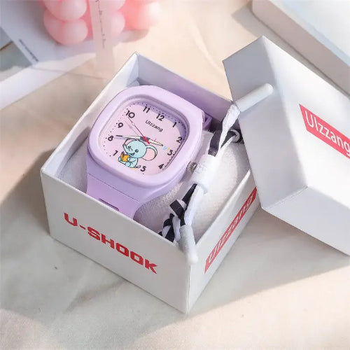 luminous kids watch with cartoon design and silicone strap