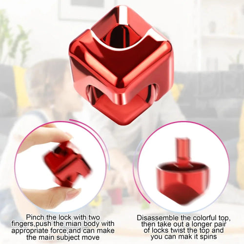 Office desk metal fidget toy red cube gyroscope for focus and calm