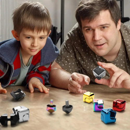 Stylish rotating metal fidget toy red colour cube for adults i