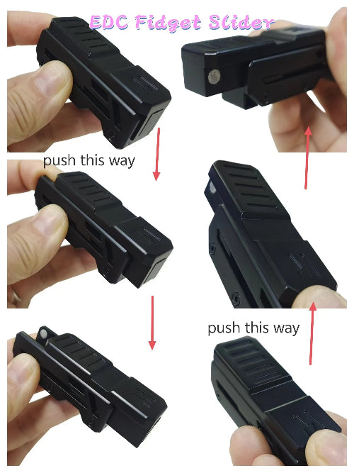 heavy duty magnetic fidget slider toy in black metal for stress relief