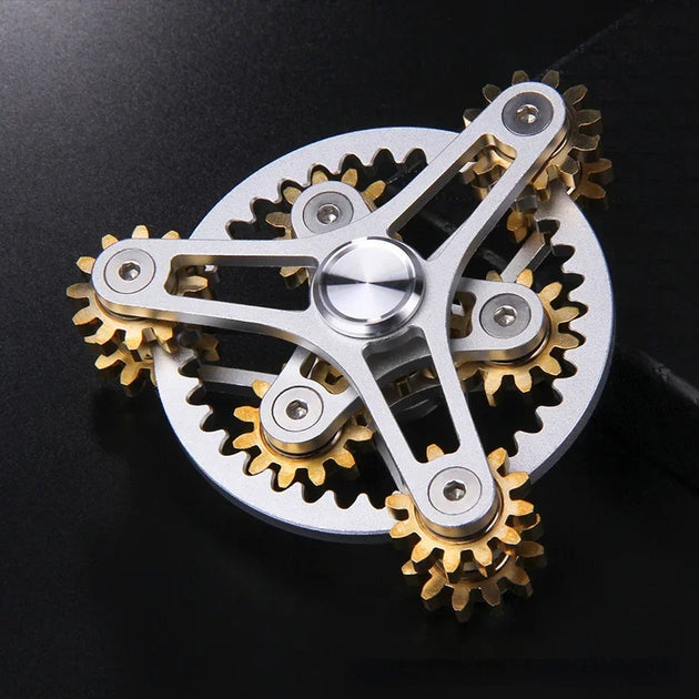 precision engineered fidget spinner gears toy spinning motion blur