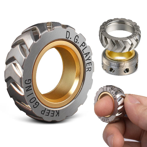 close-up of Fidget Ring for Anxiety Ratchet slider showing magnetic wheel mechanism – anti-stress fidget toy