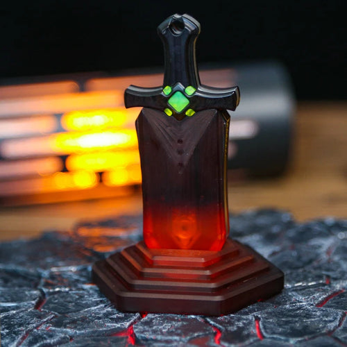 Close-up of Magnetic Fidget Slider Black luminous sword design – smooth magnetic slider for anxiety relief and focus